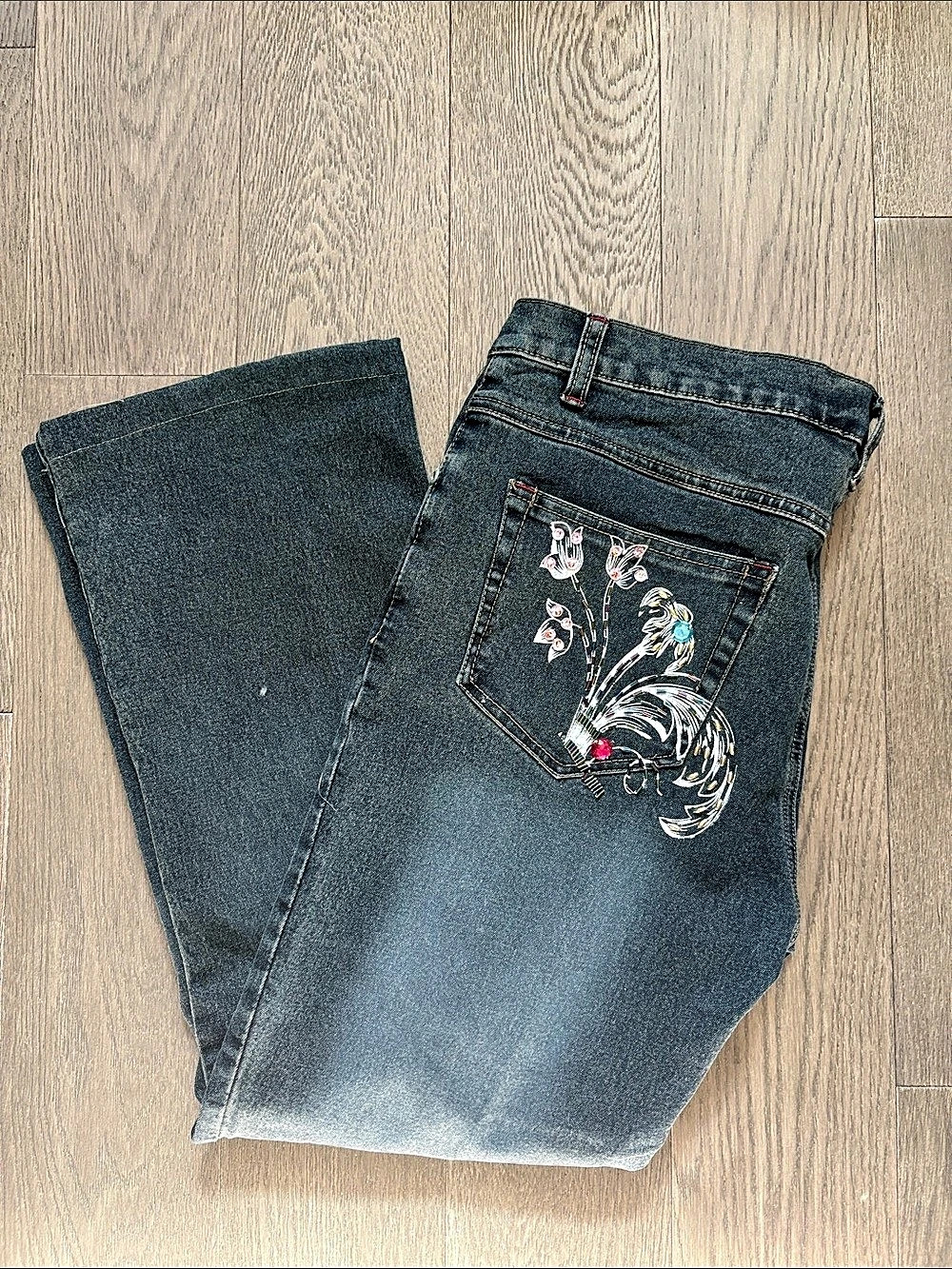 Bandi Jeans Embroidered Flare Jeans in Blue Waist 32
